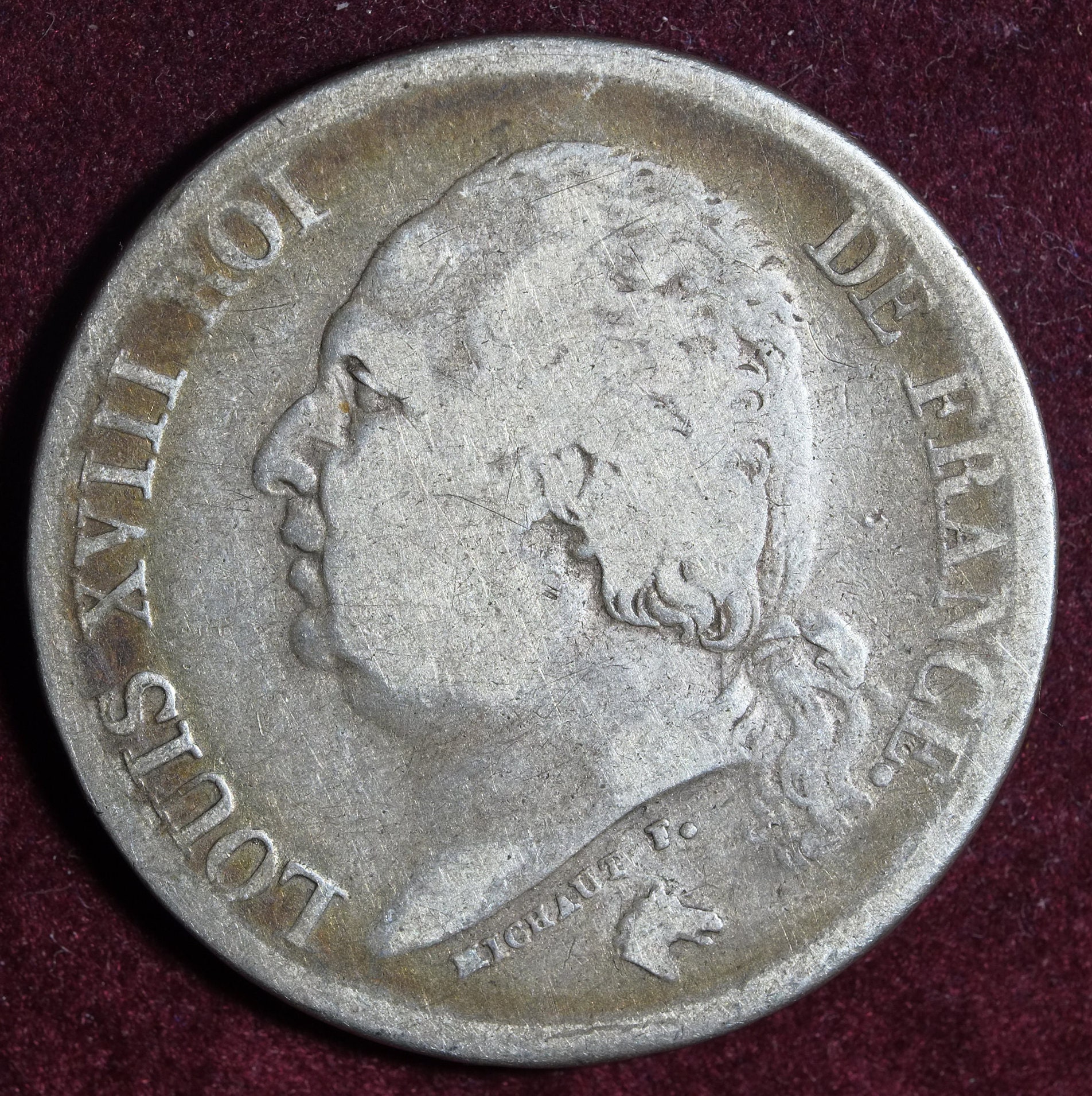 Image of 1824 W Silver 2 Francs Coin Louis Xviii Roi De France