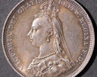 1887年 ビクトリア銀貨 1シリング - Etsy 日本