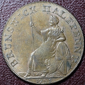 1795 Brunswick Half Penny Token J Kilvingtons Middlesex London