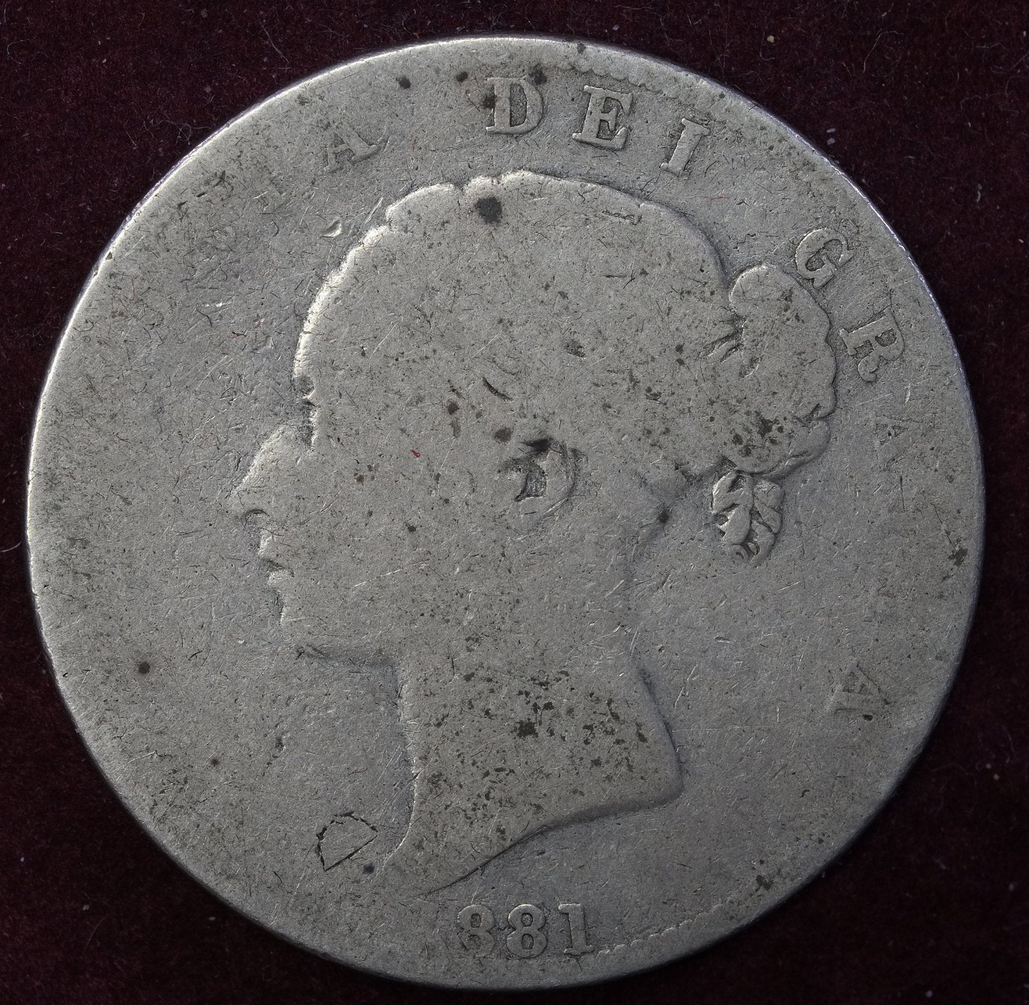 Image of 1881 Victoria Queen Of Great Britain & Ireland, Empress India, Half Crown Coin Struck in 925 Sterling Silver