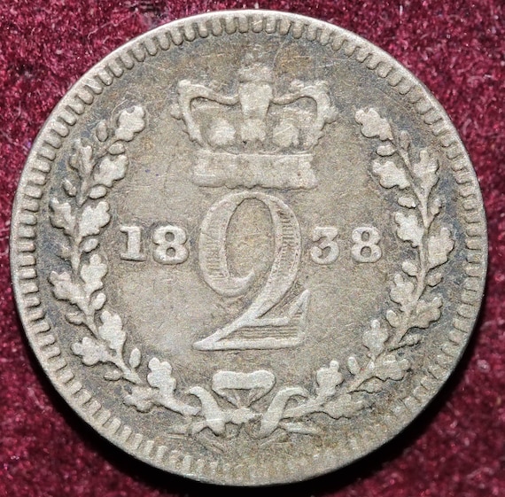 1838年 2ペンス銀貨 マウンディまたは植民地コイン ヴィクトリア女王