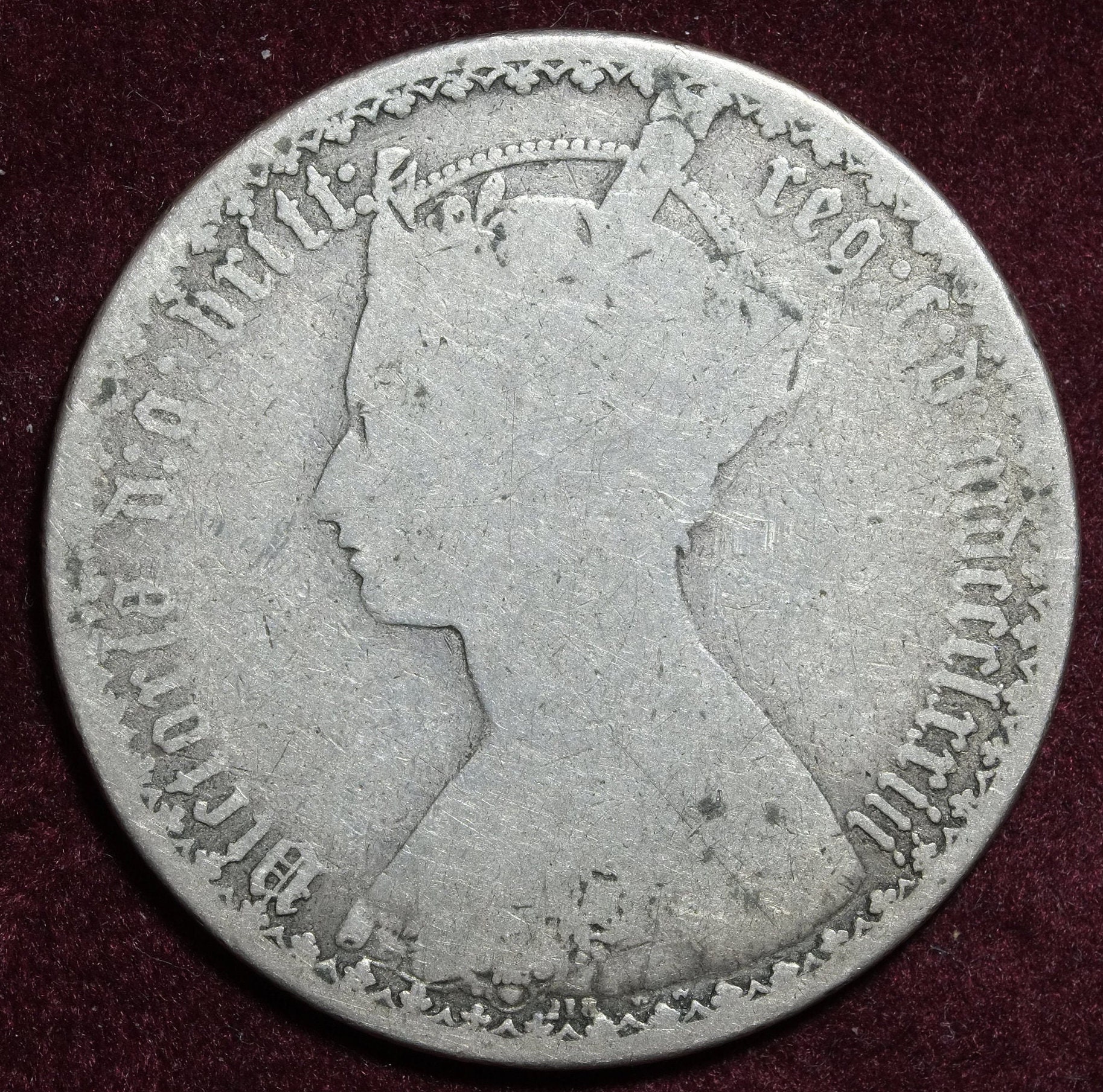 Image of 1873 Die Number 213 Mdccclxxiii Gothic Florin Silver Coin From The Reign Of Queen Victoria Great Britain & Ireland Empress India
