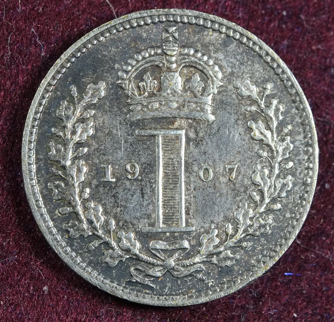 Image of 1907 Silver One Penny Maundy Coin King Edward Vii