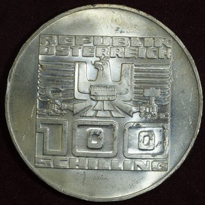 Austria silver 1975 100 Schilling Staatsvertrag 20th Anniversary of the State Treaty