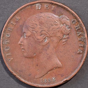1858 One Penny Queen Victoria