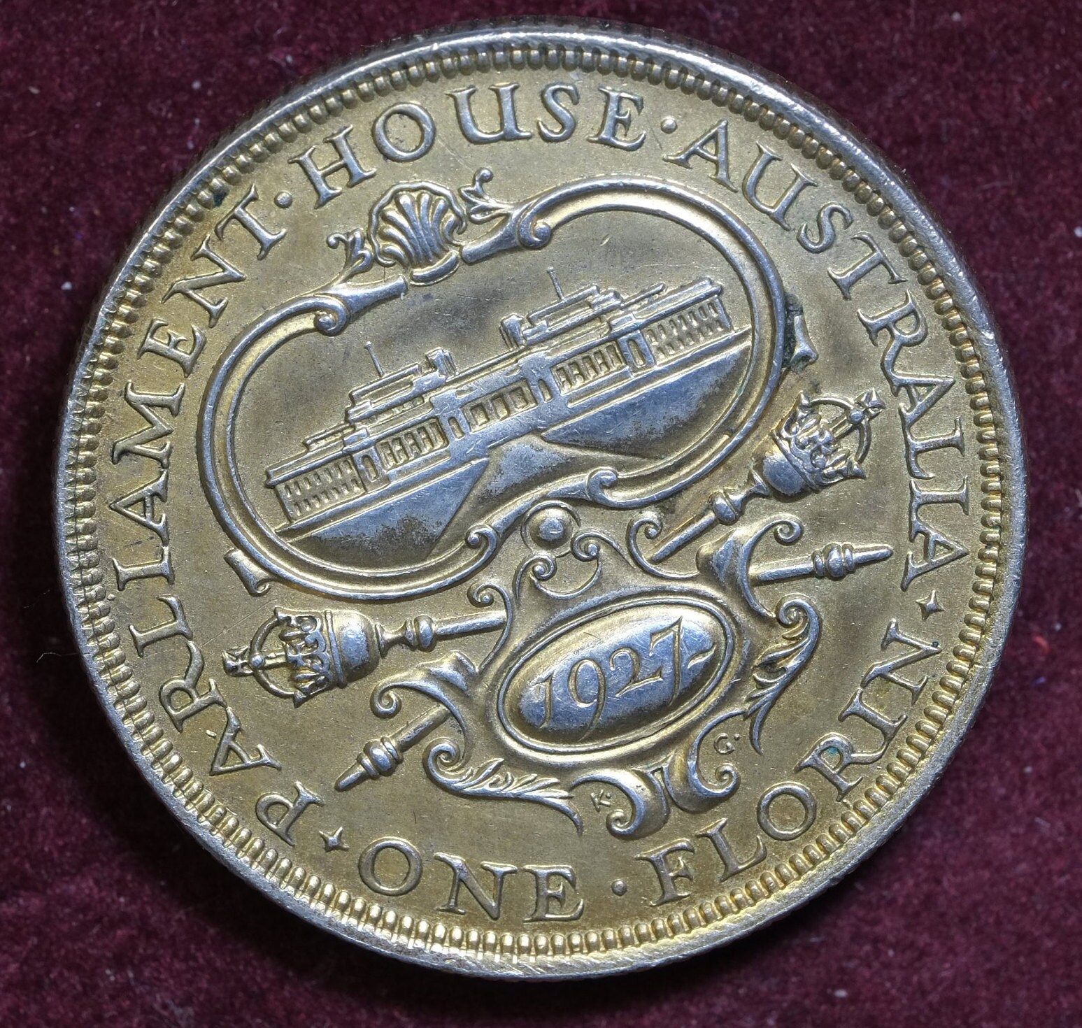 Image of 1927 Silver Florin Coin Brooch Australia Parliament House