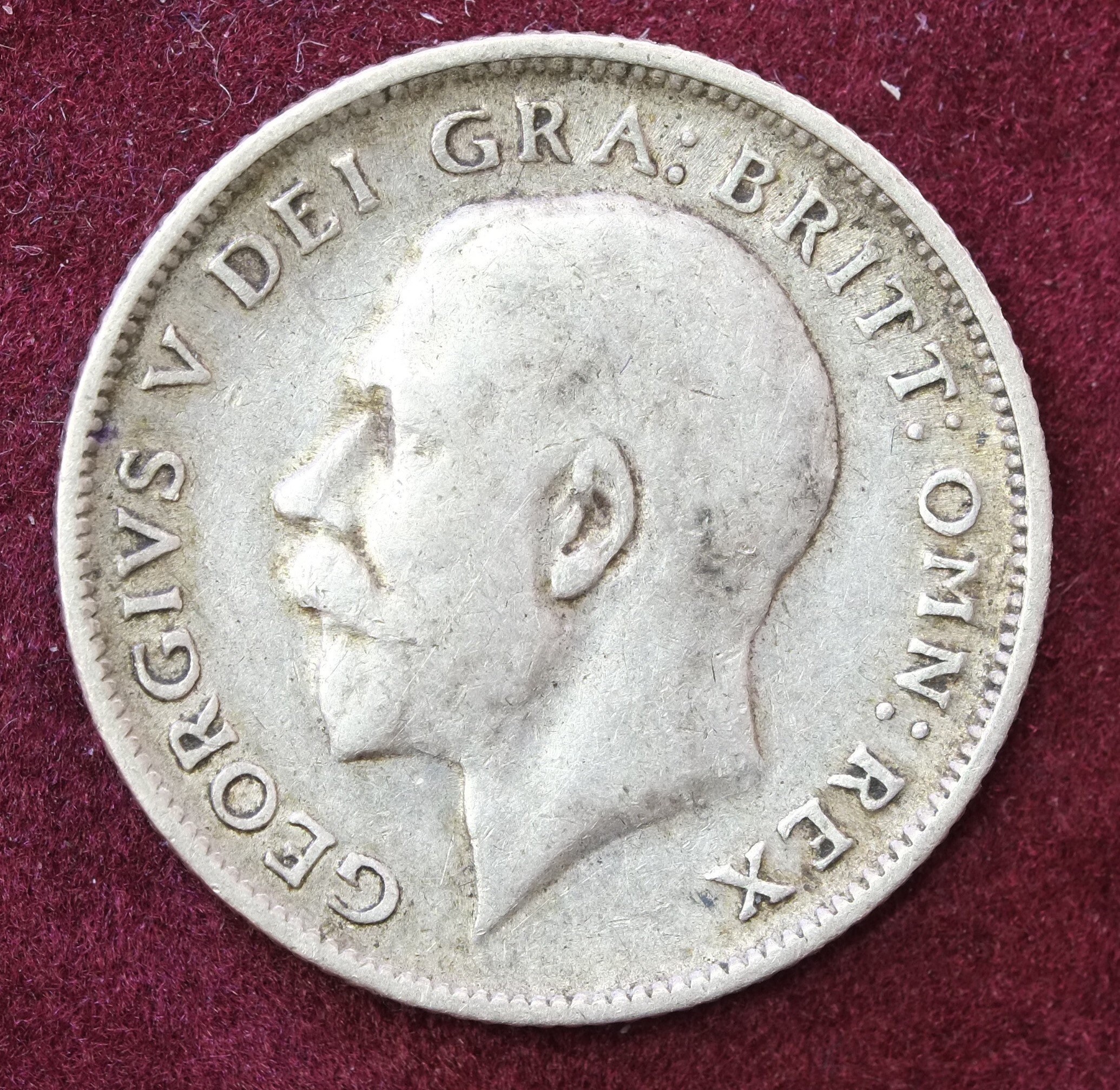 Image of 1912 British .925 Silver Sixpence Coin King & Emperor George V