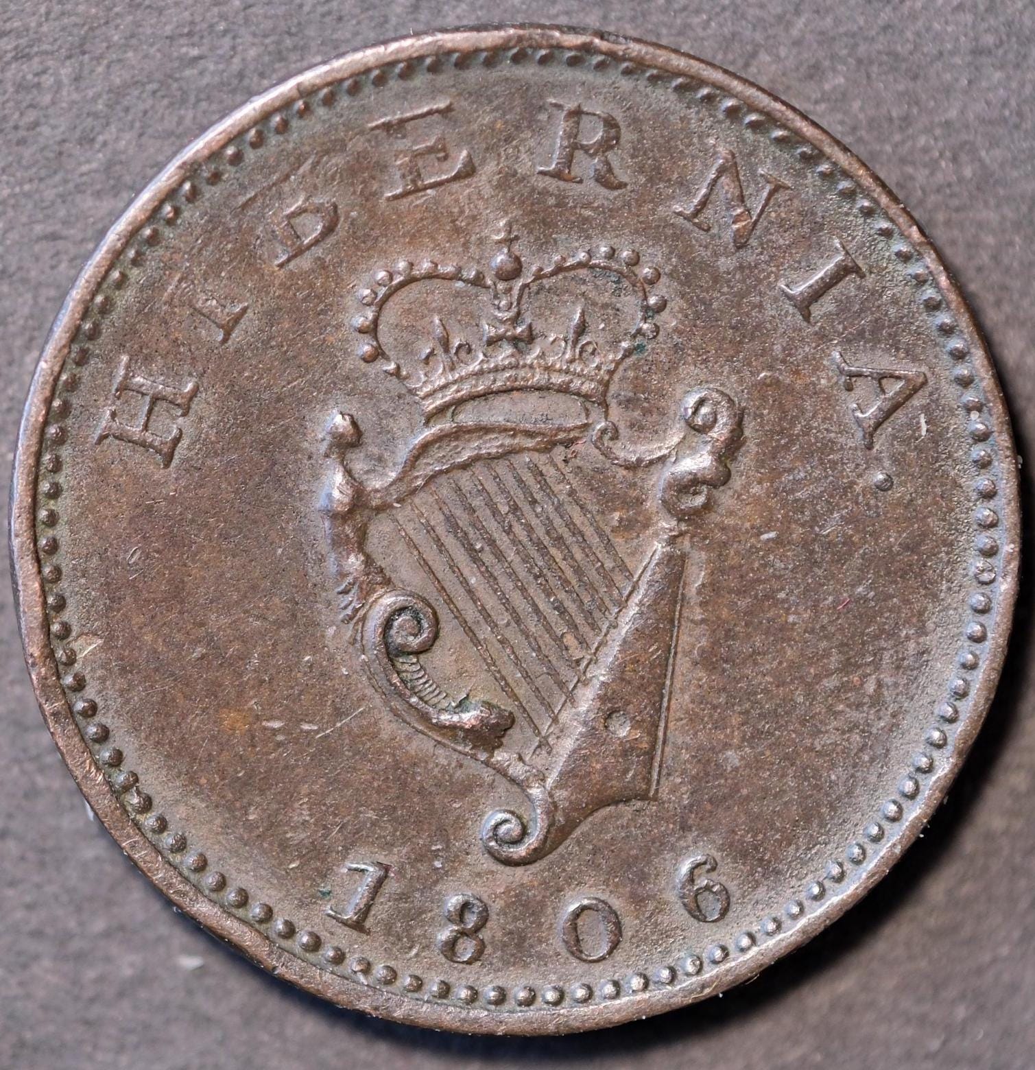1806 Hibernia Irish Farthing King George III - Etsy