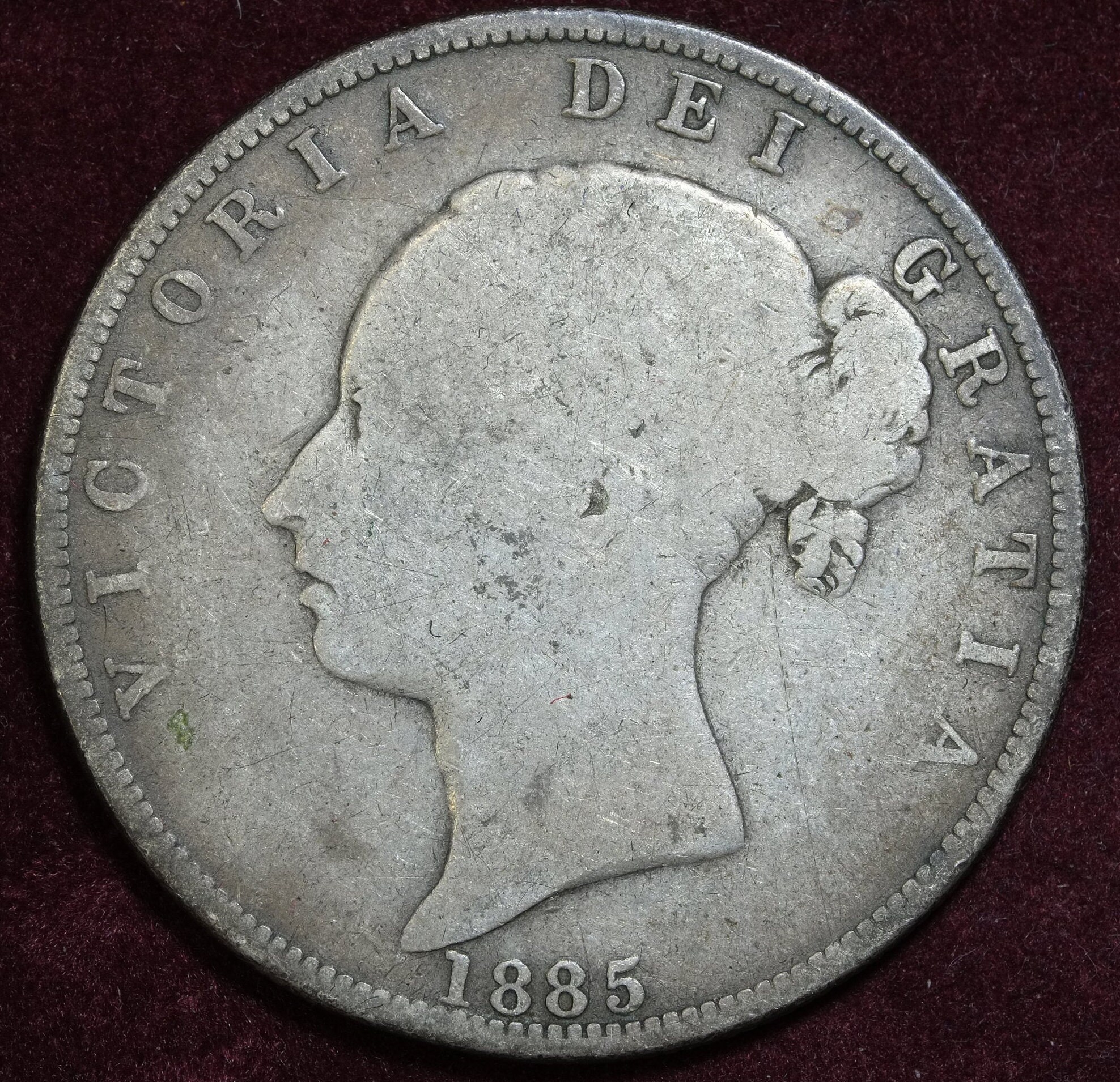 Image of 1885 Victoria Queen Of Great Britain & Ireland, Empress India, Half Crown Coin Struck in 925 Sterling Silver