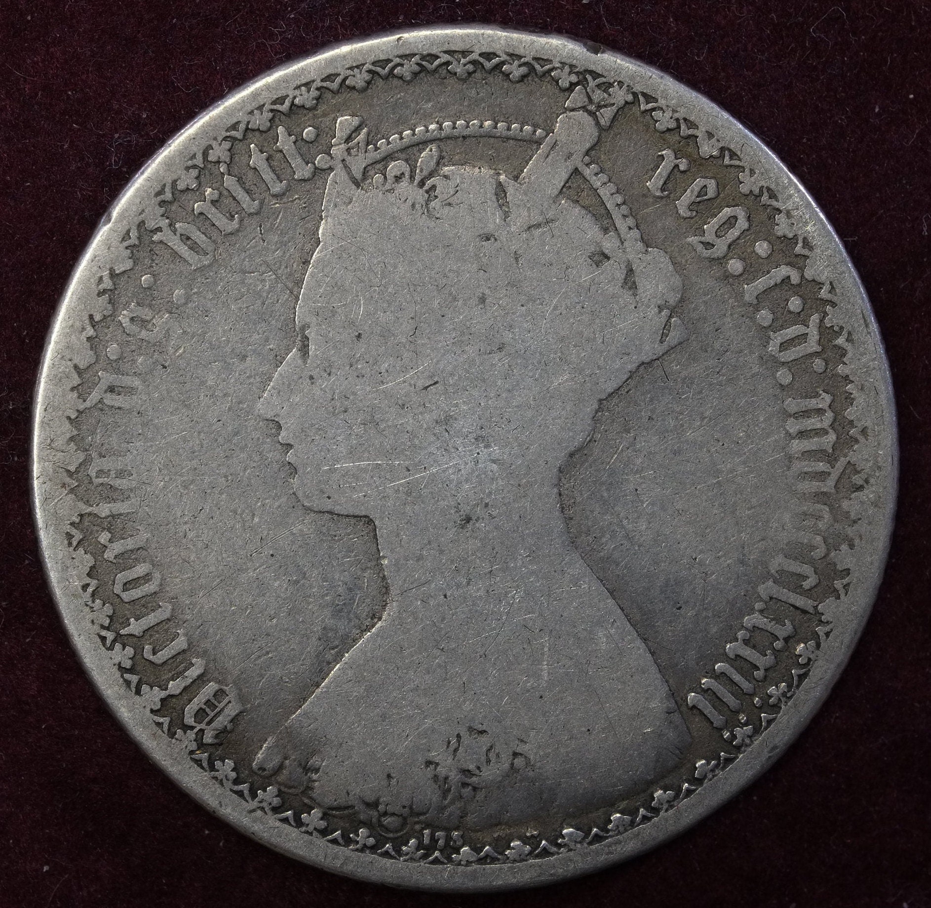 Image of 1873 Die Number 173 Mdccclxxiii Gothic Florin Silver Coin From The Reign Of Queen Victoria Great Britain & Ireland Empress India