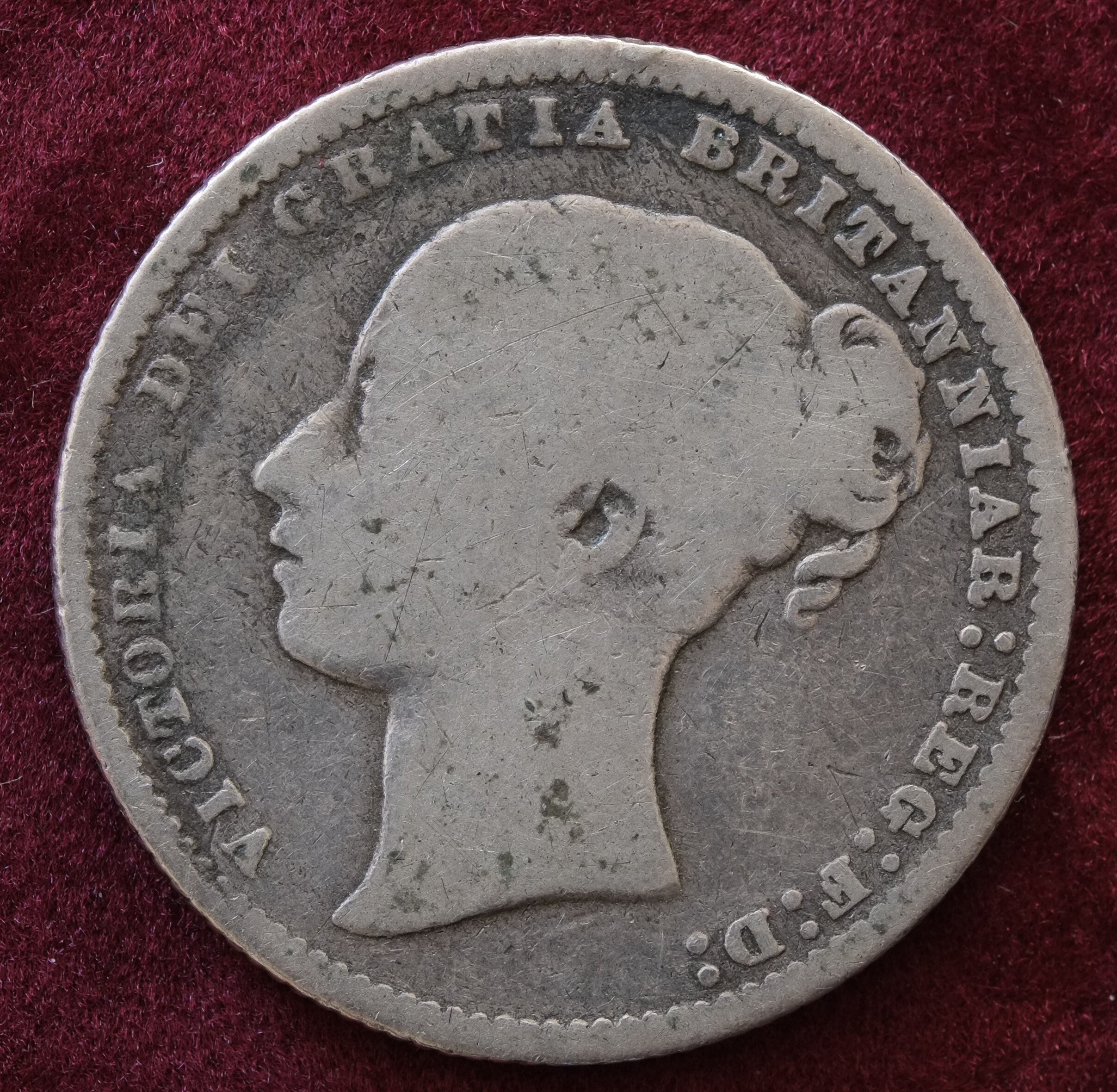 Image of 1875 Silver Shilling Queen Victoria Young Head Portrait