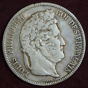 1841 W 5 francs French silver coin