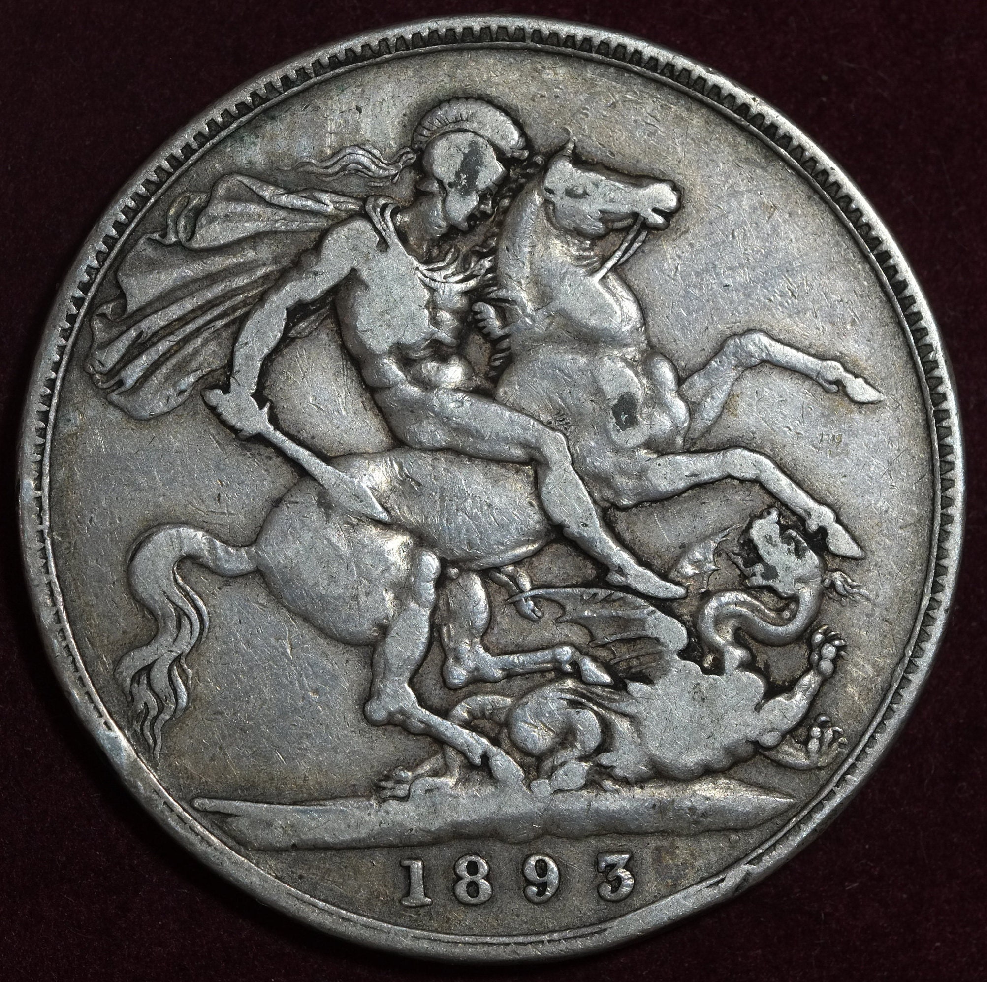 Image of 1893 Lvi Queen Victoria Veiled Head Full Crown .925 Silver Coin