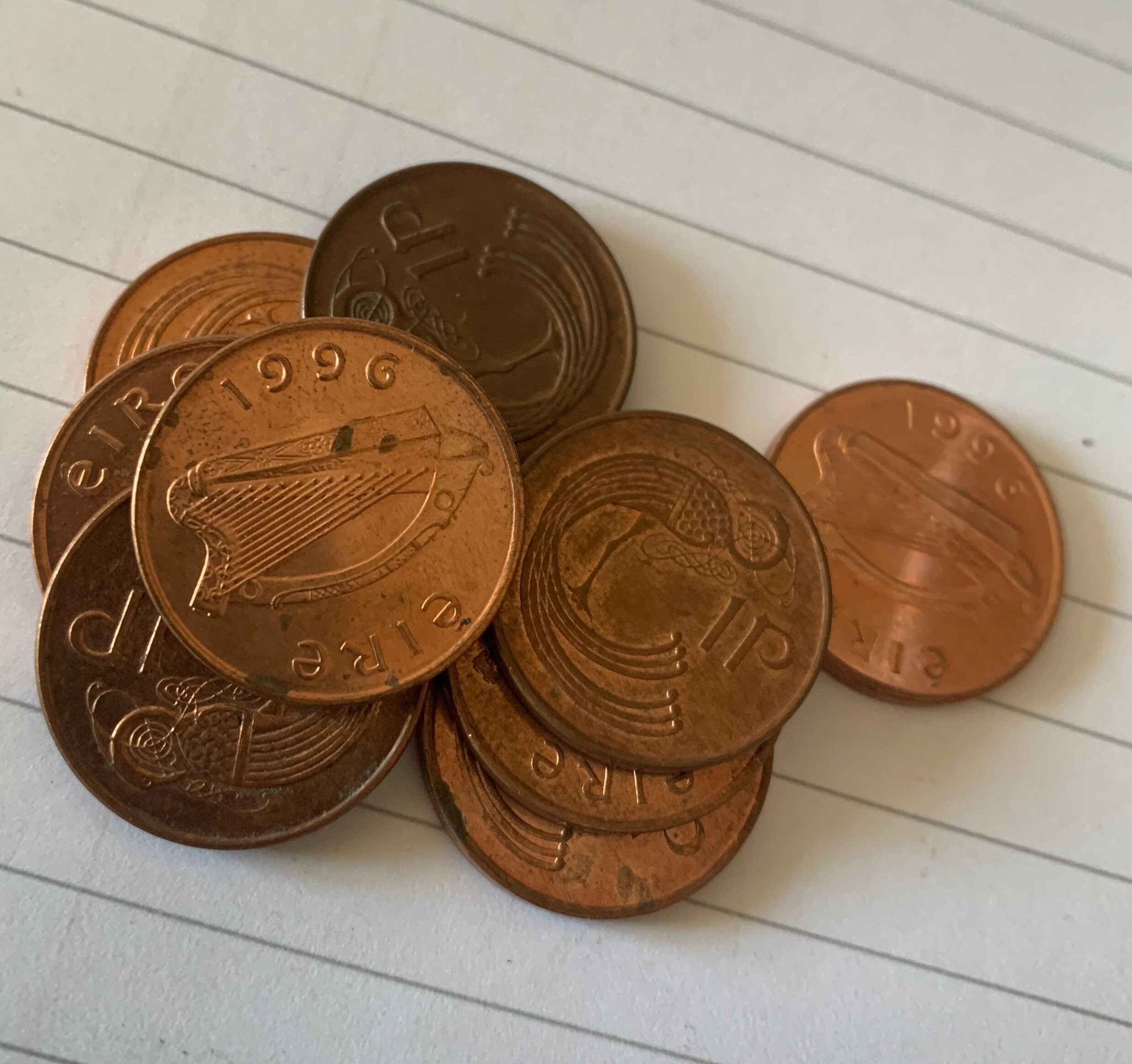 Image of 10 X 1996 Irish 1P New Pence Coins