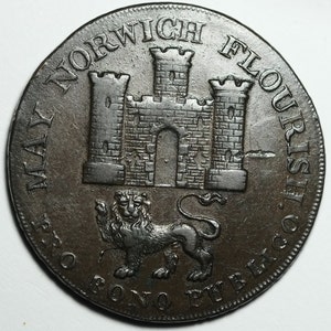1792 Norfolk och Norwich Half Penny Token Bolingbroke's