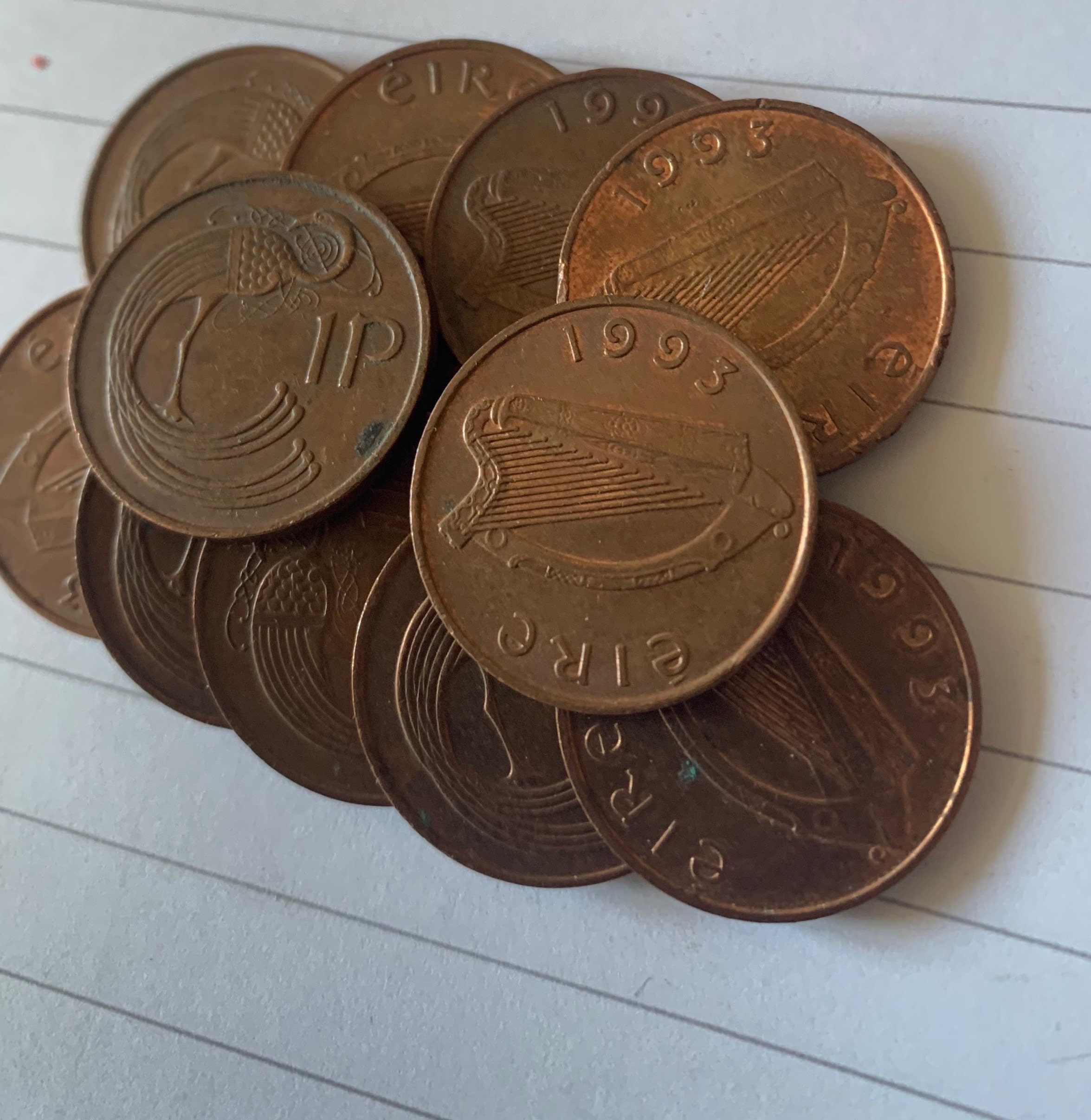 Image of 10 X 1993 Irish 1P New Pence Coins