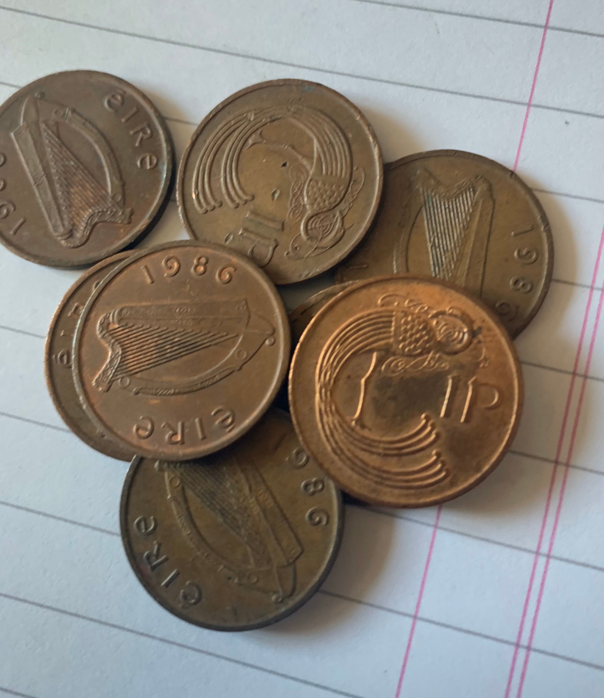 Image of 10 X 1986 Irish 1P New Pence Coins