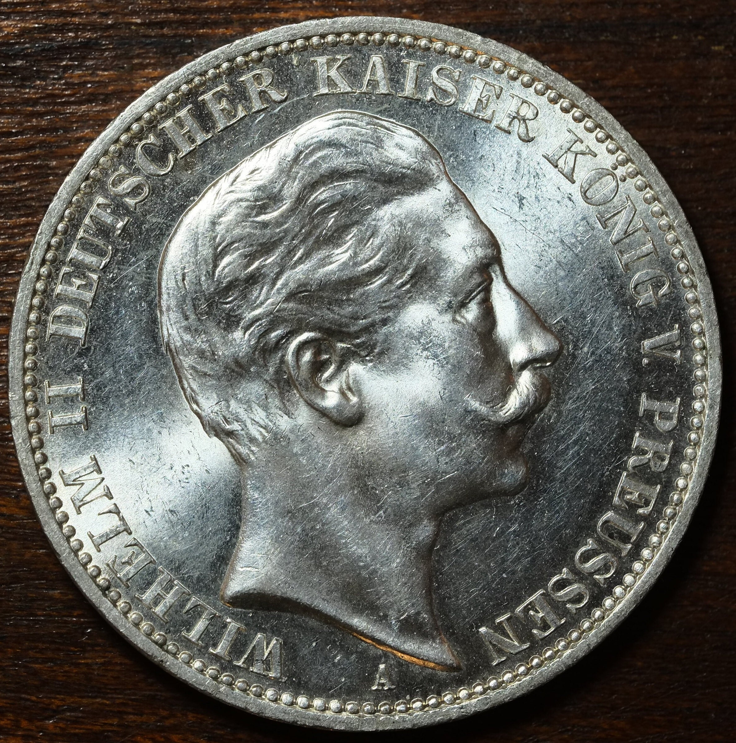 1910-A 独 プロイセン 3マルク銀貨 PCGS AU53 ドイツ帝国 プロイセン