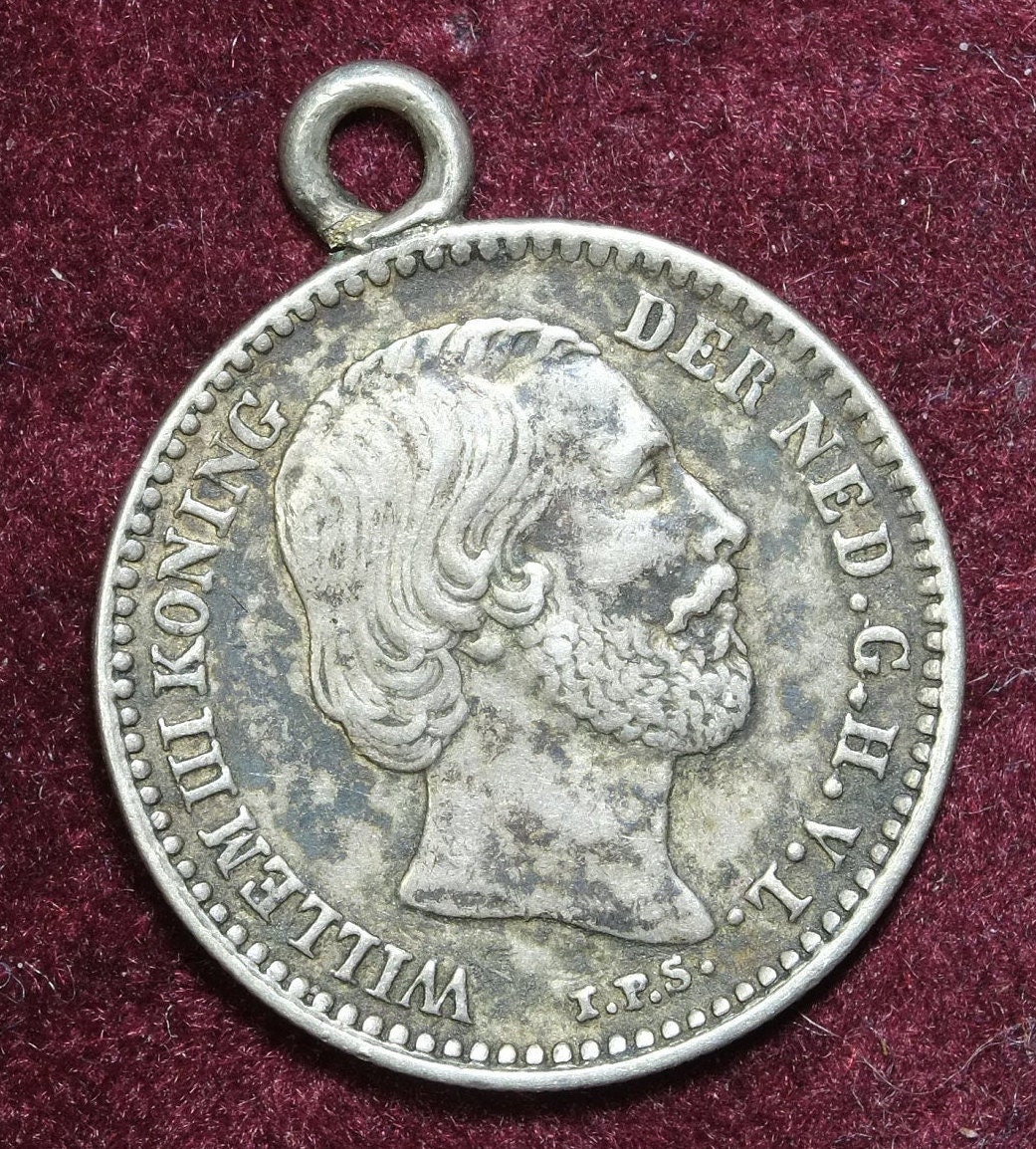 Image of 1885 Silver Dutch 10 Cents Coin Looped For Use As A Charm