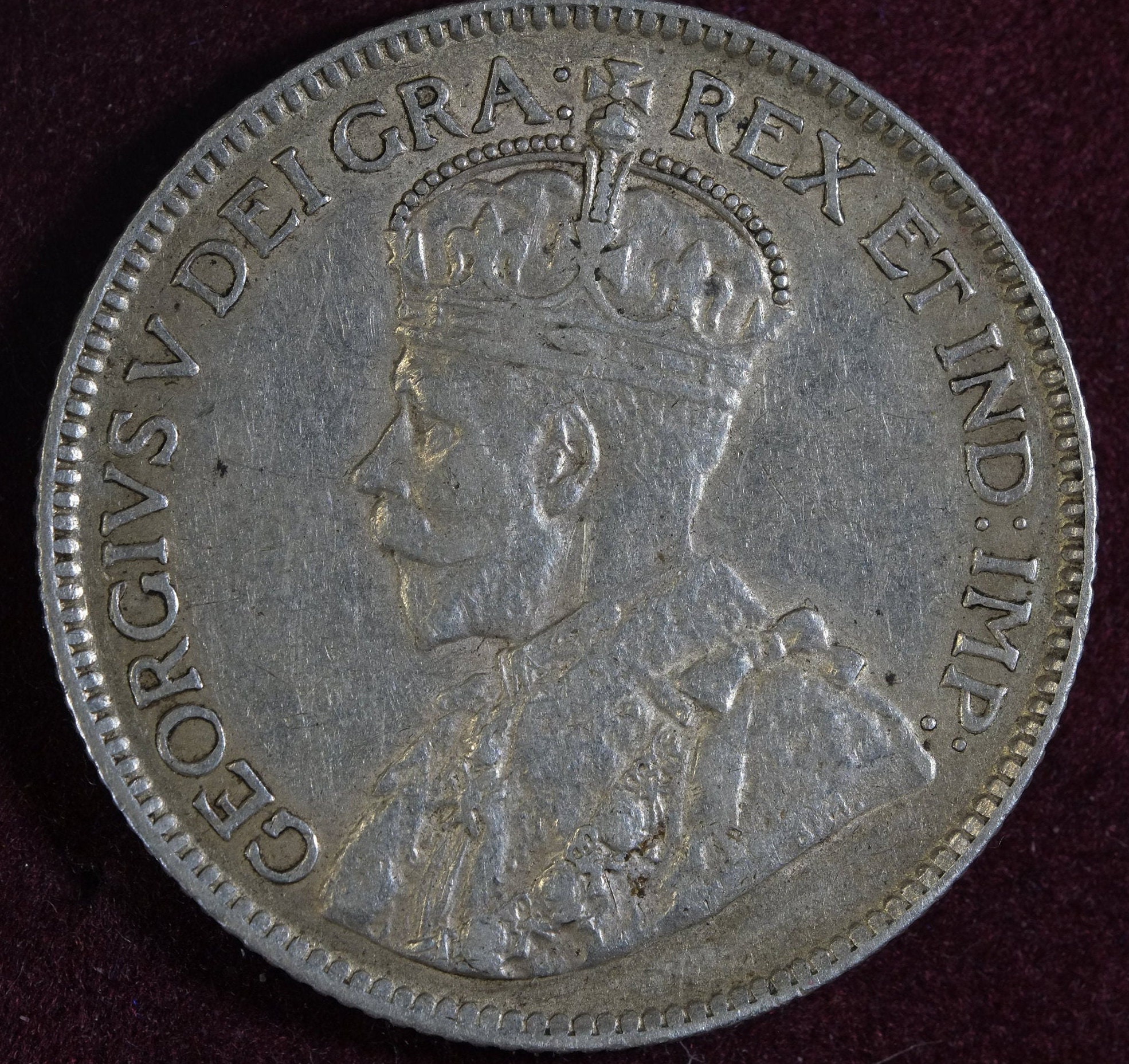 Image of 1919 Newfoundland Silver 25 Cents Coin King George Vi