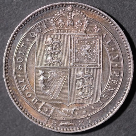 1887年 ヴィクトリア女王 銀貨 1シリング 1887年 ビクトリア銀貨 1シリング - Etsy 日本