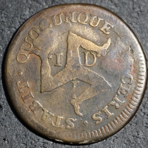 1733 Half Penny Isle of Man Counter Stamp S M
