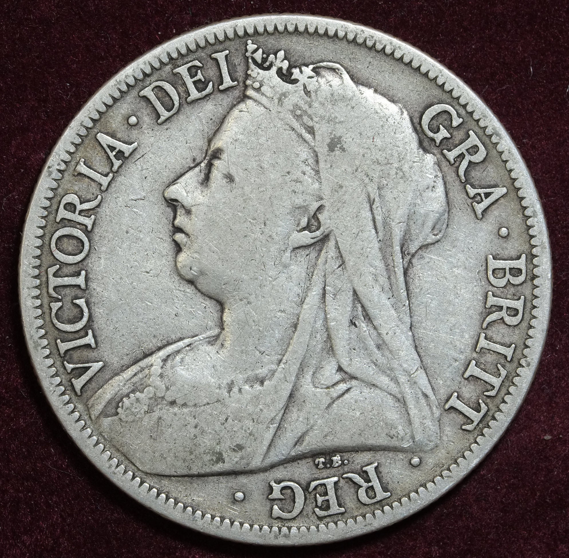Image of 1899 Queen Victoria Veiled Head Silver Half Crown Coin