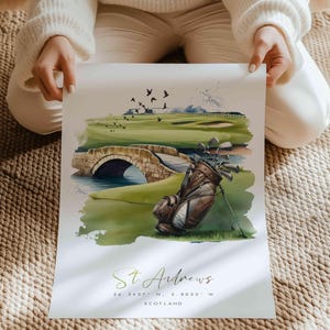 St Andrews Print, St Andrews Scotland, St Andrews Poster, Minimalist Print, Traditional Print, Golf Prints, Golf Gifts, Travel Prints