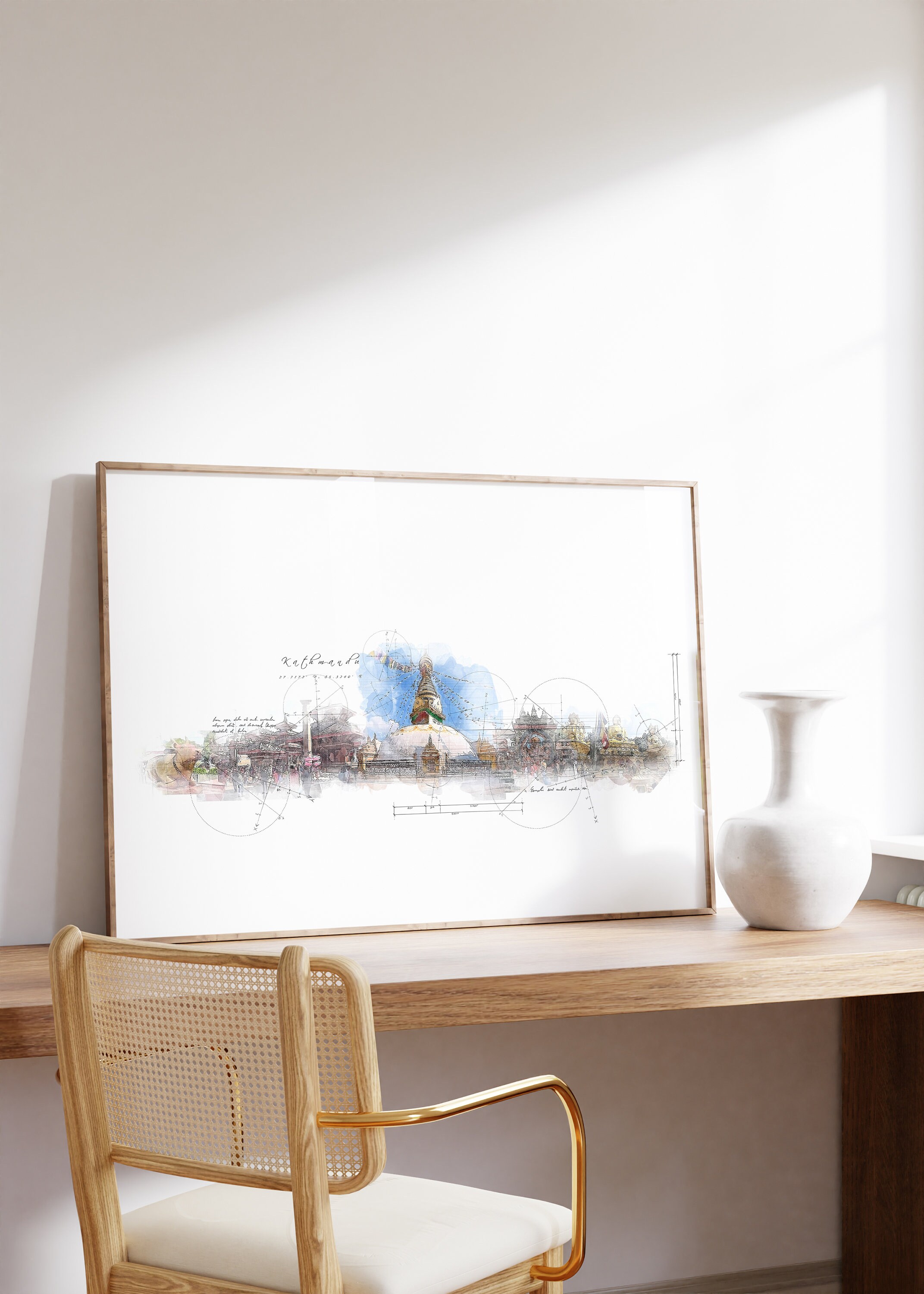 Kathmandu Skyline, Nepal Print - Etsy Australia
