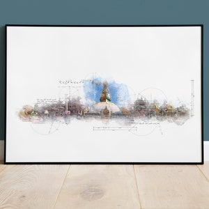 Kathmandu Skyline, Nepal Print