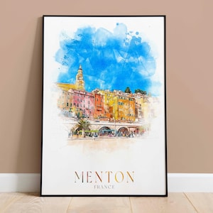 Menton Print, Menton Travel Poster, Menton France