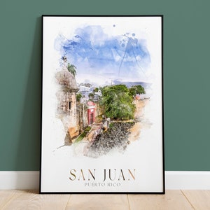 Stampa di San Juan, Porto Rico, stampa di viaggio di Porto Rico