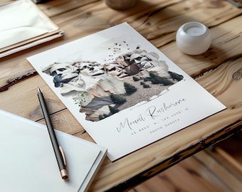 Mount Rushmore Print, Mount Rushmore Poster, Mount Rushmore Painting, Minimalist Print, Traditional Print, Travel Décor, Travel Prints