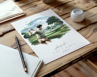 Augusta Golf Course Print, Georgia Travel Poster, Minimalist Wall Art