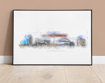 Newcastle Skyline Print