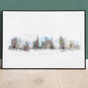Maastricht Skyline Print, Maastricht Netherlands
