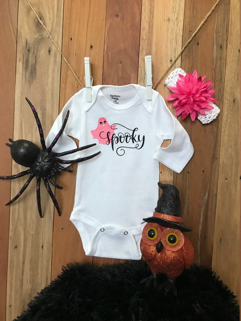 Spooky Pink Ghost Baby Girl Clothes Onesie Halloween Etsy UK