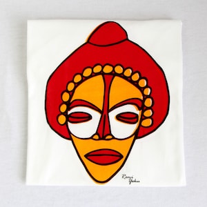 T-Shirt - African Mask design - Screen Printed - Limited Edition - Chokwe Mask
