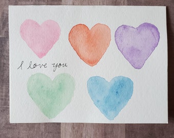 I Love You Colorful Hearts Card/ Valentine loved one greeting card