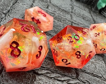 Sacred flame Dice!  Handmade dice set