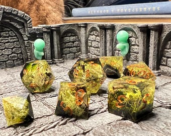 Lichen of the Redwoods - handmade dice set