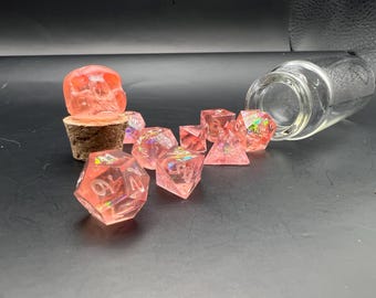 Mini dice - Charm person - 8 piece dice set with glass vial included
