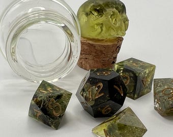 Mini dice set  - lichen  of the redwoods