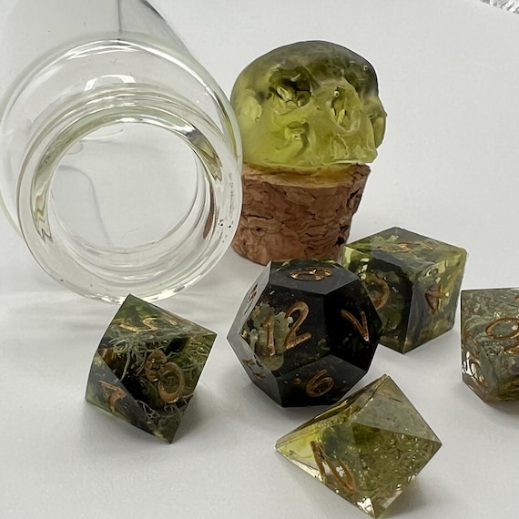 Mini dice set  - lichen  of the redwoods