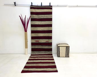 Vintage Turks kelimtapijt: handgemaakte wollen gangloper (2'6 x 10'3 ft)