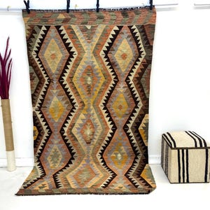 Vintage Handmade Turkish Kilim, Hand Woven Geometric Patterned Kilim Rug, 4’6x7’9 ft, Decorative Rug, Living Room Rug, 4x8 Rug, 241x141 cm