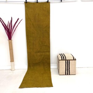 Handwoven Jute Runner Rug: Mustard Yellow Boho Farmhouse Style
