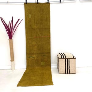 Handwoven Jute Runner Rug: Mustard Yellow Rustic Farmhouse Style