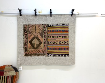 Vintage Wall Hanging Rug: Weaving Tapestry (3’2x3’7 ft)