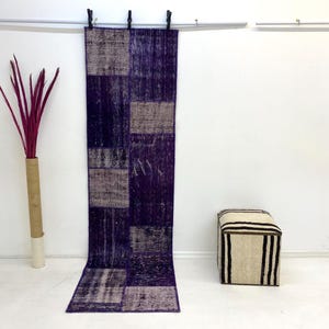 Handmade Patchwork Kilim Rug: 2x8 Vintage Turkish Hallway Rug